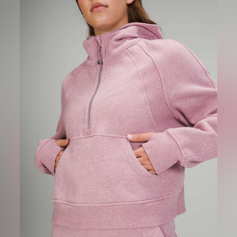 Lululemon Scuba Oversized Half-Zip Hoodie in heathered pink taupe size M/L